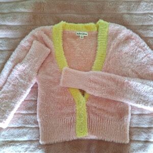 NWOT For Love And Lemons Cropped Cozy Fuzzy Cardigan Lemon Sorbet